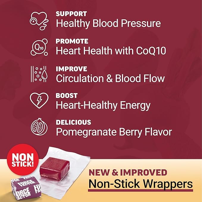 60 Beetroot Gummies with coenzyme Q10 Nitrate, Grape Seed Extract and antioxidants for Heart Health