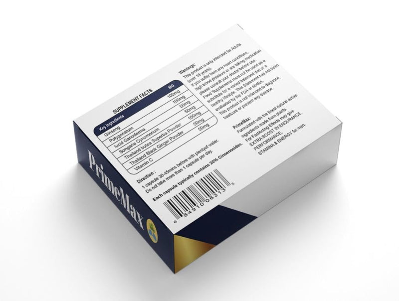 PrimeMax - New Stronger Formula for Men - Ultra Strong Performance Enhancing Pills, Stamina Endurance Booster Blue Supplement Pills for Men - 10 Ginseng Capsules 500MG