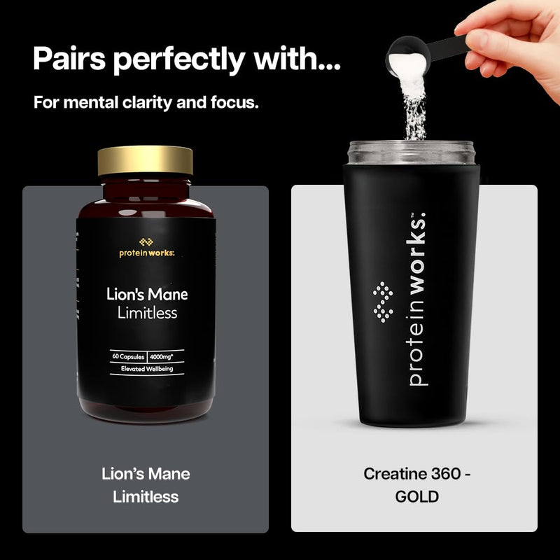 Protein Works | Creatine 360 - Gold Innovation, Creatine Monohydrate, CoQ10, Aquamin, Vitamin D3 & B6, Magnesium, Improves Focus, Mental Clarity, Cellular Support, Berry Burst, 60 Servings, 300g 60 Shakes (300g)