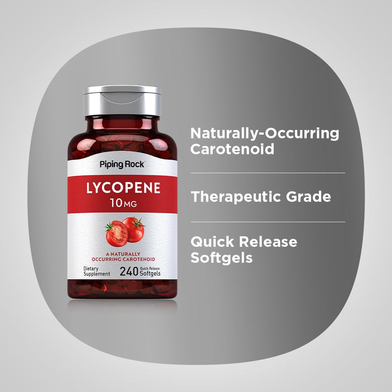 [Australia] - Piping Rock Lycopene 10mg | 240 Softgels | Non-GMO, Gluten Free Supplement 
