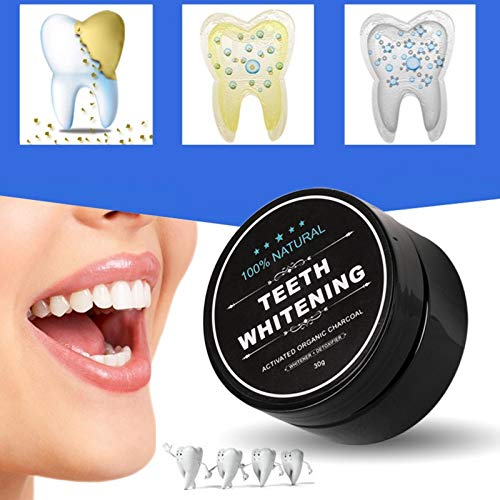 [Australia] - 2-Pack Activated Charcoal Teeth Whitening Powder Natural Coconut Teeth Whitener with Bamboo Brush 