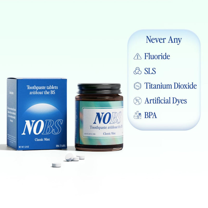 NOBS (No Bad Stuff) Toothpaste Tablets - Nano Hydroxyapatite, Fluoride & Plastic Free, Eco & Travel Friendly - Remineralize with NHA (3 Month) 186 Count (Pack of 1)