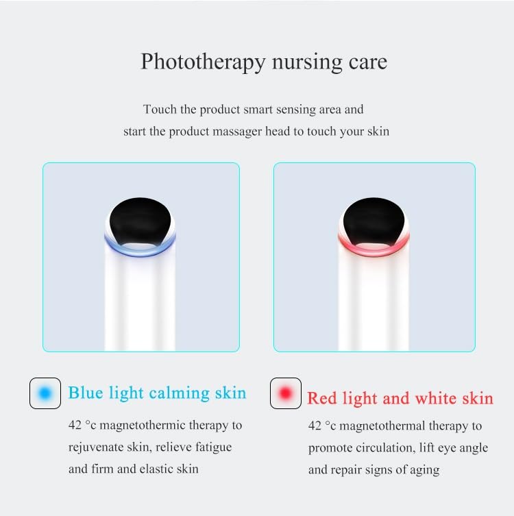 Electric Eye Massager Wand, Rechargeable Facial Massager, Facial Vibrating Treatment, LED Light Treatment, for Dark Circles, Eye Bags, Puffiness Under Eyes(Pink) Pink