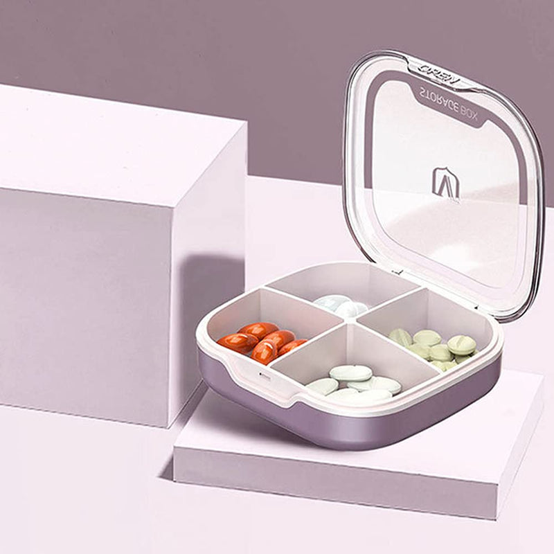 Pill Case Compartment Portable Pill Organizer Divided Vitamin Box Medicine Holder for Daily and Travel Use-4 Compartments-Russet Russet