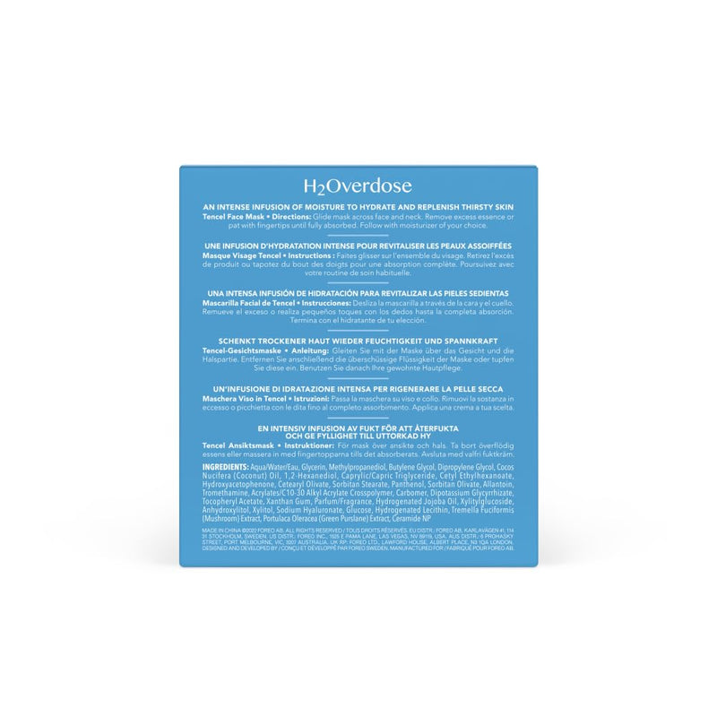 FOREO H2Overdose Advanced Collection 2.0 UFO-Activated Facial Mask - Hydrating Facial - Beauty & Personal Care - Hyaluronic Acid & Vitamin E - For All Skin Types - Dry skin & Flaky Skin - 6 pcs | UFO mask, hydrating face mask, hyaluronic acid, vitamin ...