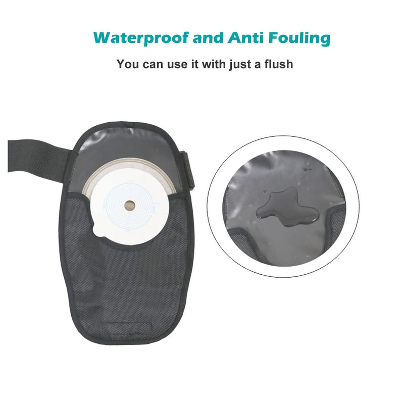 Waterproof Ostomy Bag Covers Adjustable Universal Stoma Pouch Cover Ostomy Supplies for ileostomy Black+black