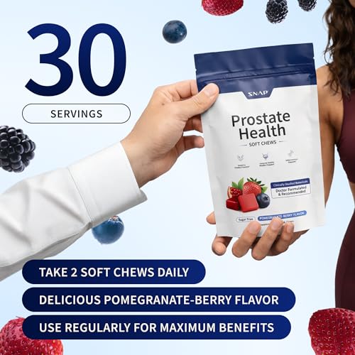 Snap Supplements Nitric Oxide Beet Root Gummies + Prostate Health Soft Chew | 60 Sugar Free Cherry Gummies + 60 Sugar-Free Pomegranate Berry Soft Chews, Beet Root Extract, Saw Palmetto for Men