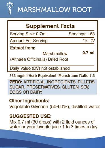 [Australia] - Marshmallow Root Tincture Alcohol-Free extract, High-potency Herbal Drops, Tincture made from Marshmallow Althaea Officinalis Promotes Healthy Digestion and Respiratory System Health 4 oz 4 Fl Oz (Pack of 1) 