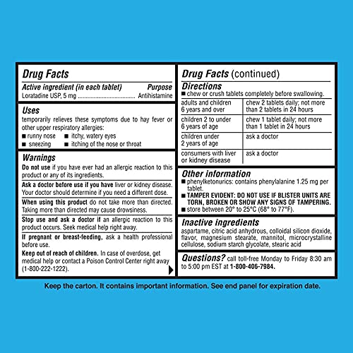 [Australia] - Ohm Children’s Chewable Tablets, Dye Free, Grape, Non-Drowsy 24h Relief of Sneezing, Runny Nose, Itchy Watery Eyes, Itchy Throat or Nose, Antihistamine, Indoor & Outdoor Allergies, 5mg, 30 Tablets 