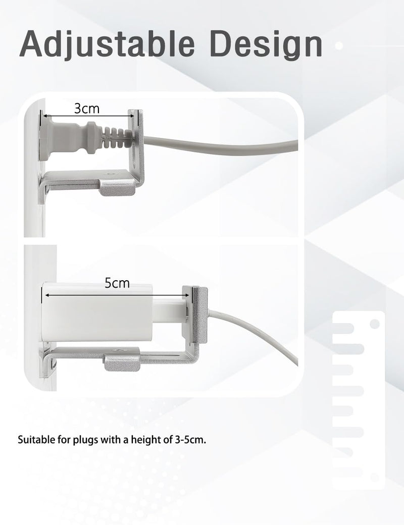 [Australia] - Charger Lock to Outlet, ILIVABLE Adjustable Metal Outlet Lock, Firmly Secures Power Plug from Unplugging (Silver, 1 Pack) Silver, 1 Pack 