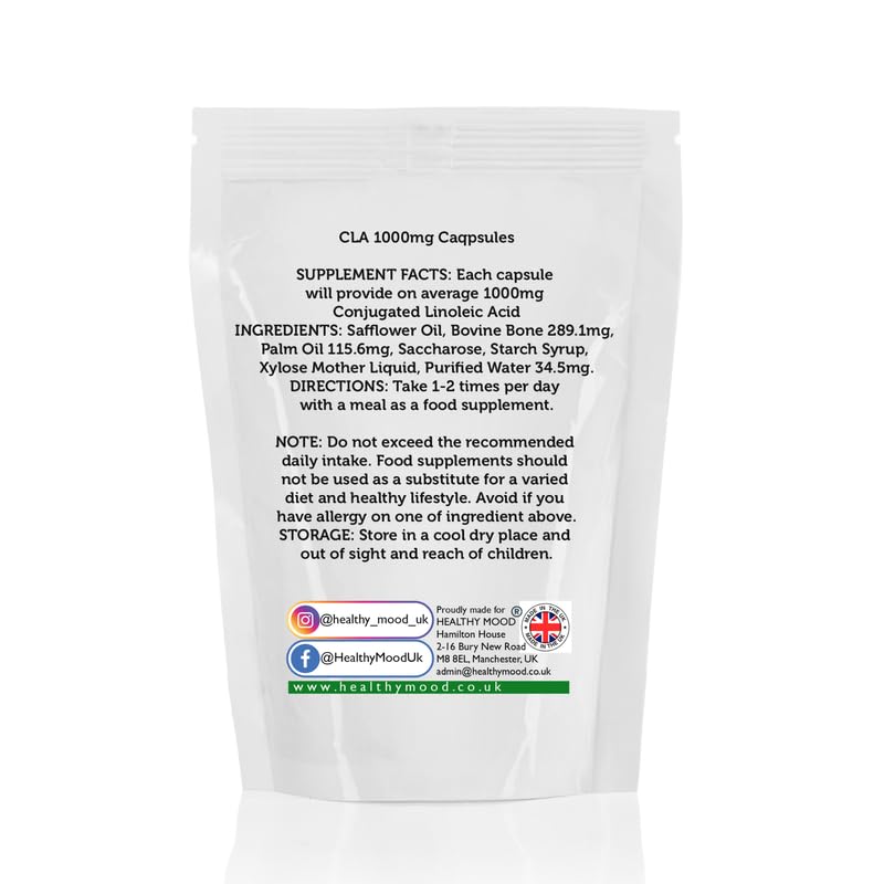 Conjugated Linoleic Acid 1000mg CLA 80% 120 Soft Capsules - Choose Your Packet Size - LetterBox Friendly UK Fast Delivery -