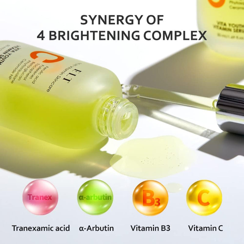 ELT Vita Youth Vitamin C Face Serum 1.69fl.oz.(50ml) -Korean Ferulic Acid, Beta-Glucan - Skin Brightening, Anti-Aging, Dark Spot Remover - K-Beauty Skincare (Pack of 1) eltcosmetics 1.68 Fl Oz (Pack of 1)
