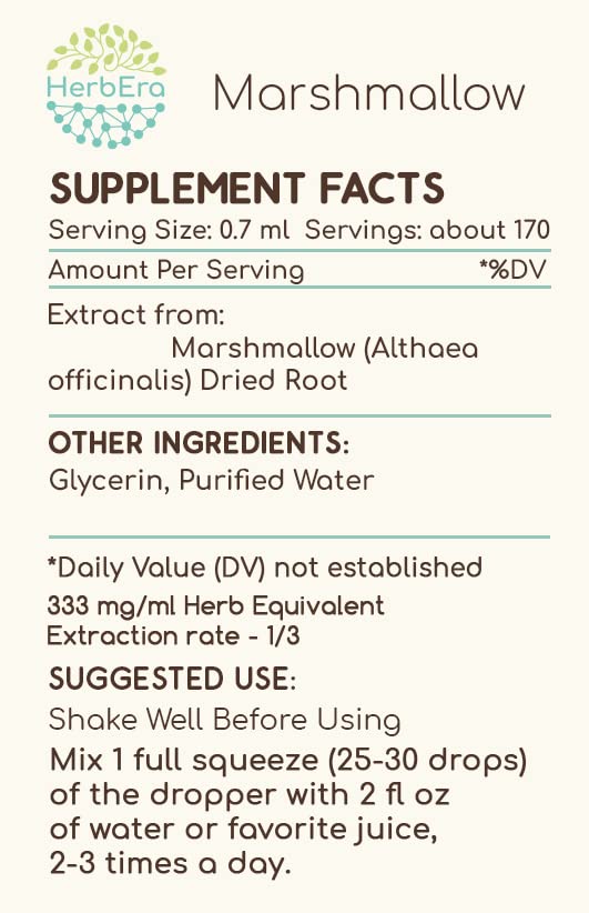 [Australia] - Marshmallow Root B120 Alcohol-Free Herbal Extract Tincture, Super-Concentrated Marshmallow (Althaea Officinalis) (4 fl oz) 4 Fl Oz (Pack of 1) 
