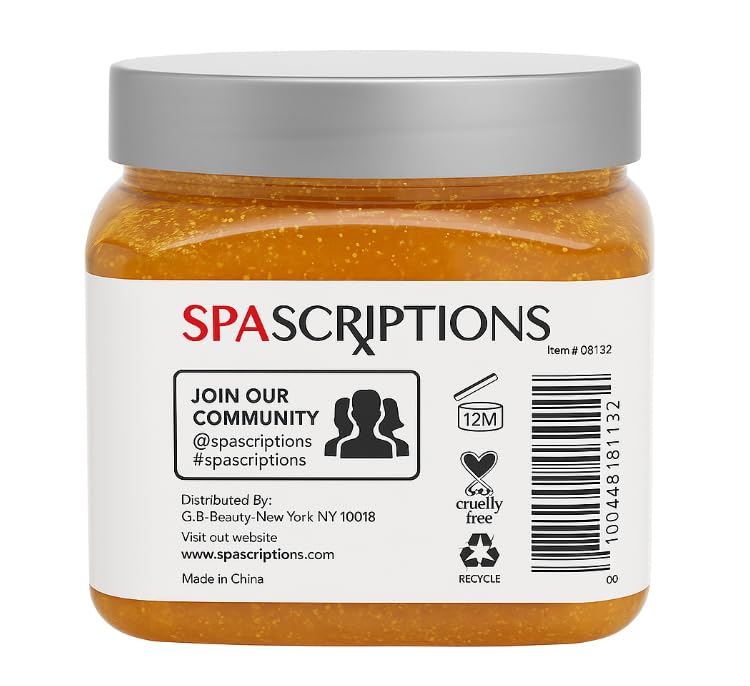 SpaScriptions Turmeric & Collagen Sugar Scrub - Brightening Body Scrub Exfoliator with Brown Sugar & Vitamin E, Ideal for for Dull & Uneven Skin Tone, Helps Support Glowing, Smooth & Firm Skin, 21 oz 21 Ounce (Pack of 1)