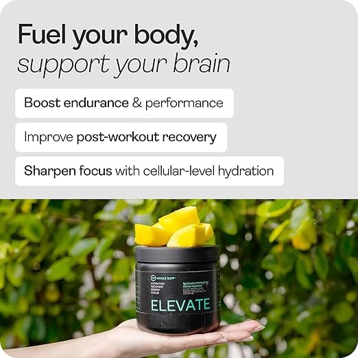 Elevate Creatine Powder with Electrolytes - Mango Flavour – 5g Pure Monohydrate Formula to Boost Energy, Sharpen Focus & Enhance Recovery – 30 Servings (270g) Intra & Post Workout Drink