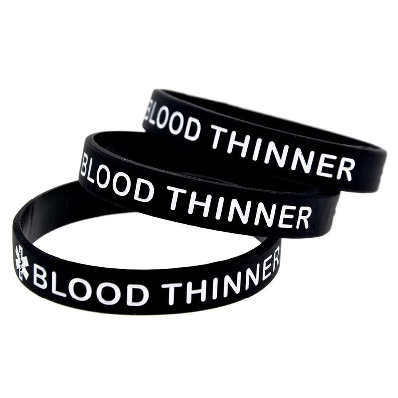[Australia] - 5 Pack BLOOD THINNER Silicone Medical Alert Emergency Bracelet Wristbands 