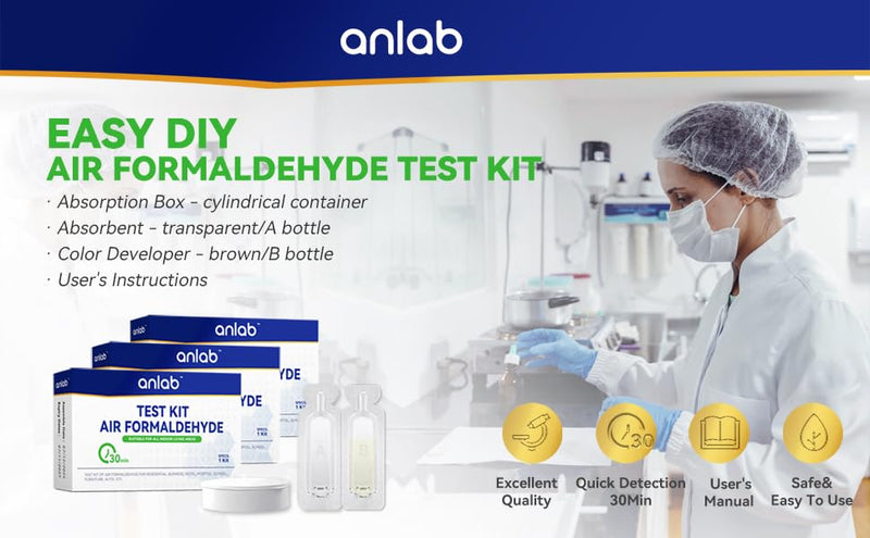 Air Formaldehyde (HCHO) DIY Test Kit - Used for Air Quality Testing, Detector Used for Home, Residential, Business, Hotel, Hospital, School, Furniture, Auto (Pack of 1) (3) 3