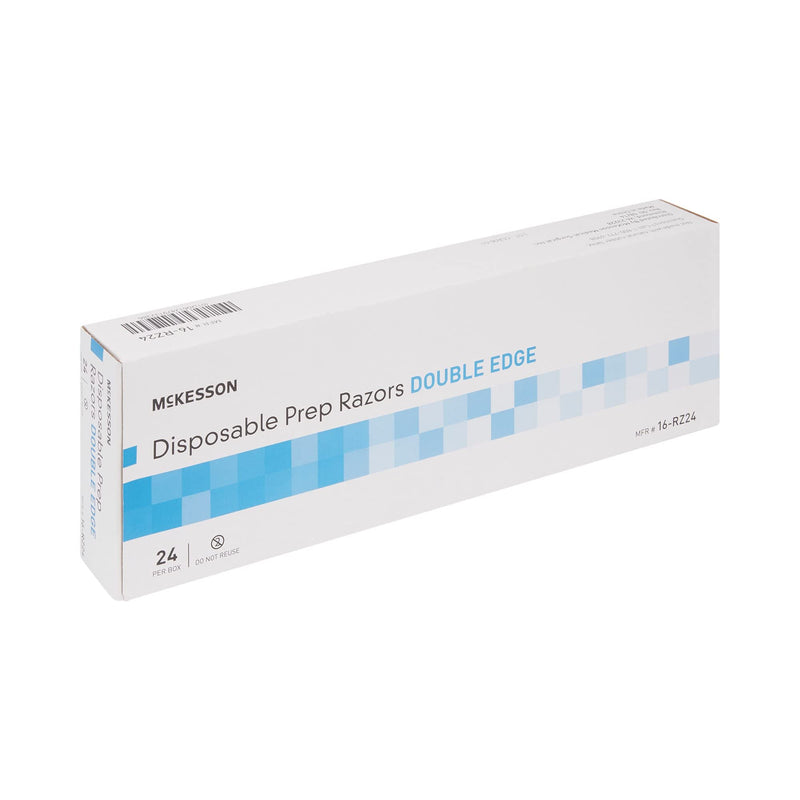 [Australia] - McKesson Disposable Razors [24 Count] Prep Shaving Razor, Single Blade Double Edge, Stainless Steel Blade, For Men and Women, Bulk, Blue 