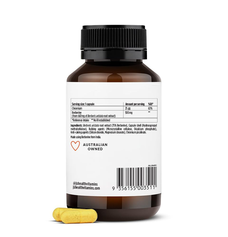 [Australia] - JSHealth Vitamins Berberine+ Formula ‚Äî Berberine Supplement for Metabolic Health ‚Äî Vegan, Gluten-Free & Non-GMO. (60 Tablets) 