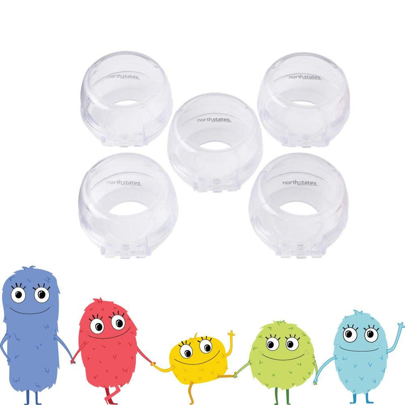 [Australia] - Toddleroo by North States Appliance Knob Covers | Prevents Your Child from Operating The Stove knobs | Fits Most Front Facing stoves | Baby proofing with Confidence (5-Pack, Clear) 5 Count (Pack of 1) 