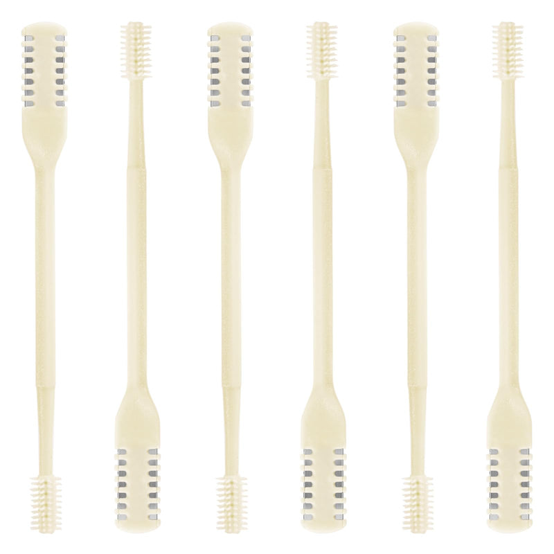 [Australia] - 6 Pcs 2-in-1 Nasal Cutter, Upgrade Double Sided Nose Knife, 360 Nostril Hair Remover Tool, Trimmer for Men, Women, Soft Cleaning Brush (Cream) (6 Pcs)cream 