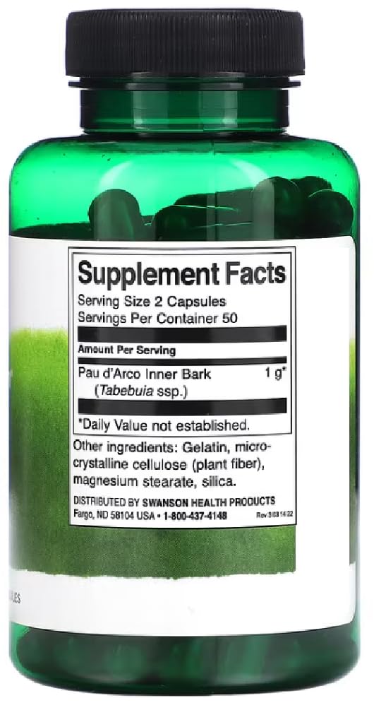 [Australia] - Swanson - Full Spectrum Pau d'Arco 500 mg | Natural Immune System Support - 100 Capsules 