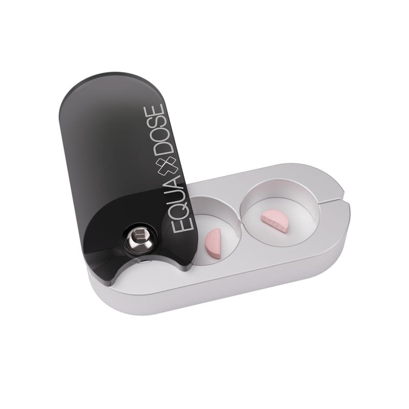 EQUADOSE Pill Splitter with Premium and Durable Aluminum Blades, Black | Safely and Cleanly Cuts Small and Large Tablets, Vitamins, and Pills, Tablet Divider for Accurate Medication Dosing