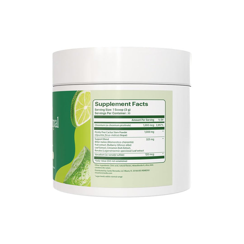 [Australia] - Santo Remedio Super Nopal Powder, Lime Flavor, Exclusive Formula with Nopal, and Vanadyl Sulfate. 90 Grams (30 Servings) 3.2 Ounce (Pack of 1) 
