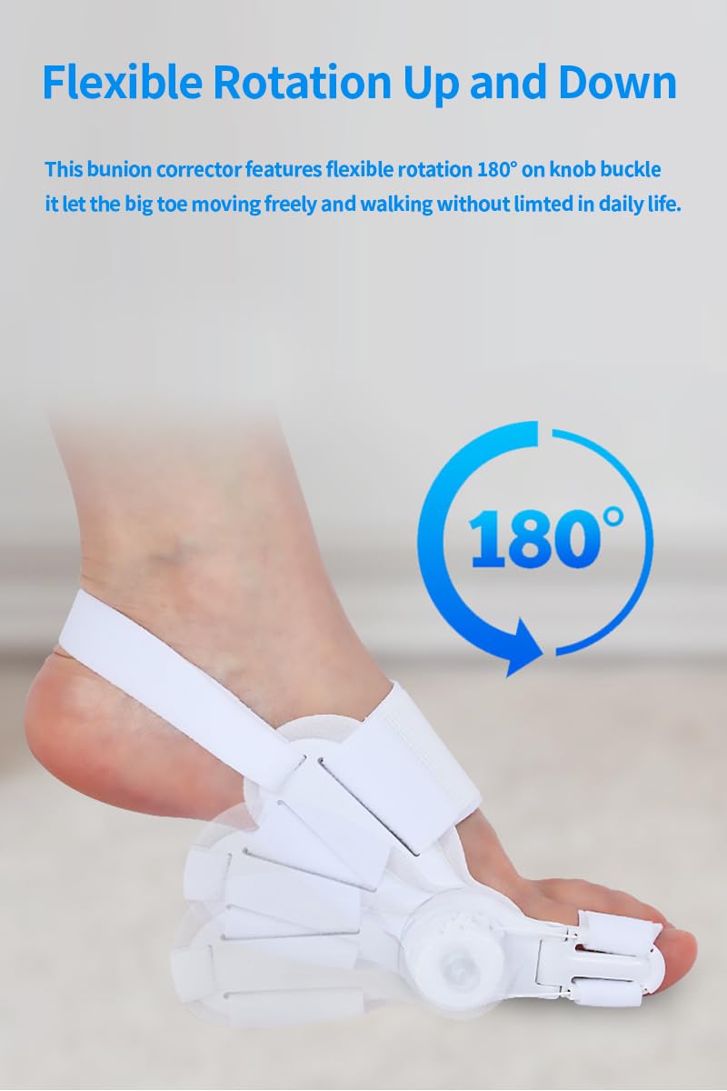 [Australia] - Generic Bunion Corrector for Hallux Valgus, Adjustable Knob Bunion Splint, Toe Straightener with Non-Slip Heel Strap, Toe Separator, Day and Night Support., White 