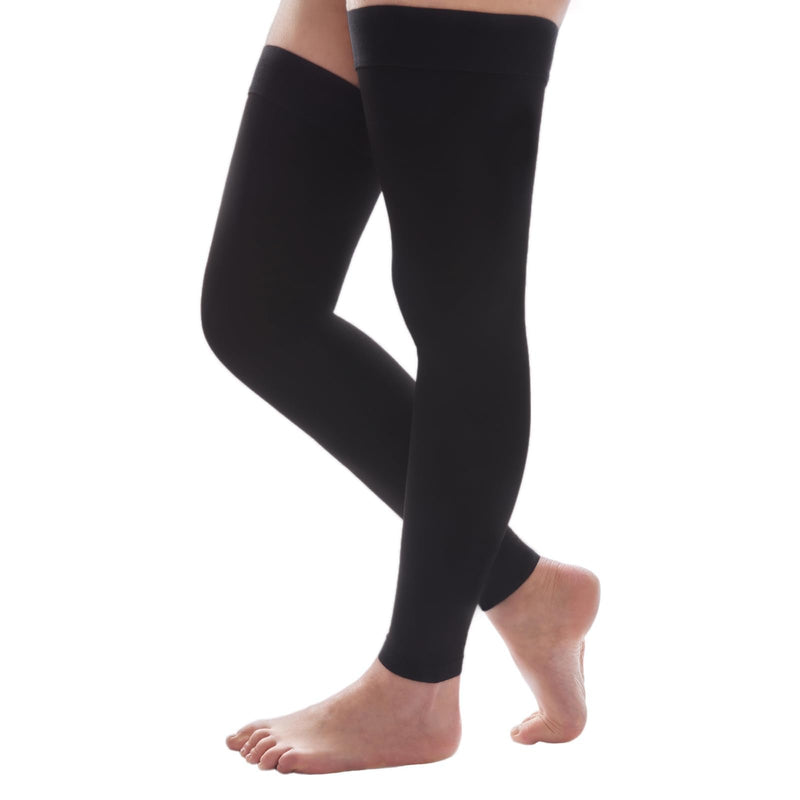 [Australia] - Thigh High Compression Socks Women & Men, 20-30mmHg Thigh High Compression Stockings, Compression Socks with Silicone Dot Band-Best for Varicose Veins, Swelling M Footless,Black 