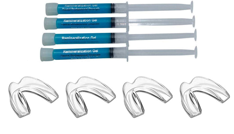 [Australia] - 4 Syringes Remineralization Gel with 4 Custom Teeth Trays - Strengthens Teeth Enamel - Reduces Teeth Sensitivity - Remineralizes and Desensitizes Teeth - Great for After Teeth Whitening 