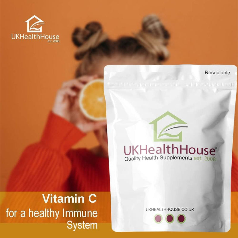 UKHealthHouse Vitamin C 500mg Chewable Vegan 360 Tablets Immune Support Orange Flavour High Strength Antioxidant Reduction of Tiredness & Fatigue