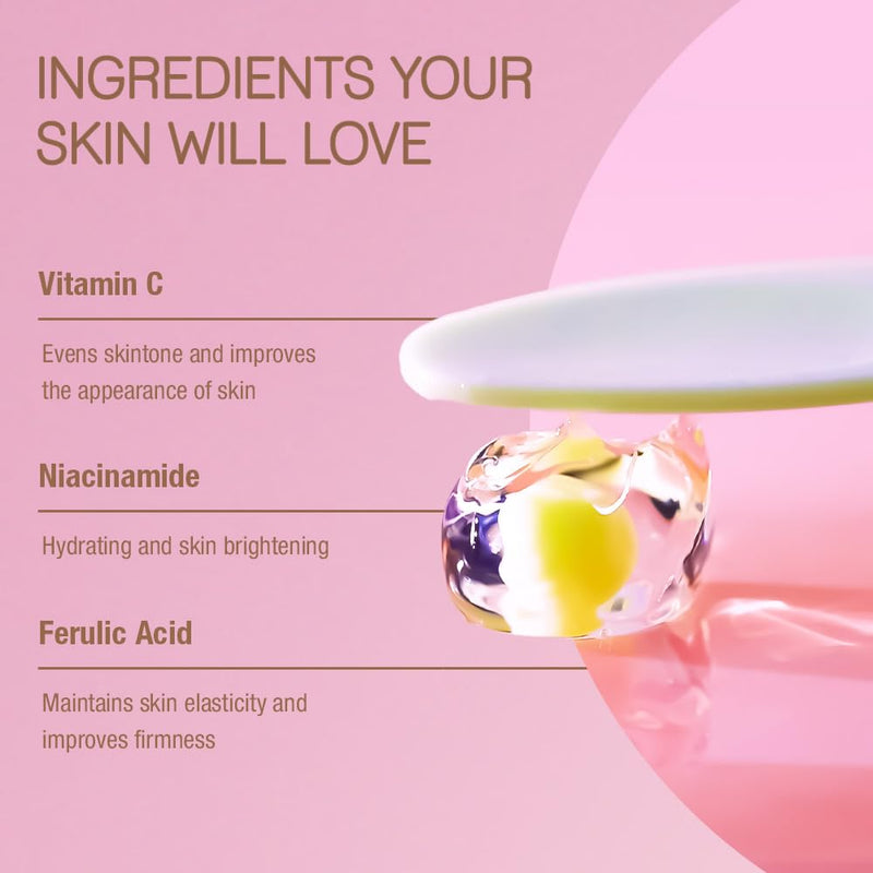 Pixi Beauty Vitamin-C CremeSerum 2-Pack, Illuminating Serum-Gel Moisturizer with Encapsulated Vitamin CBeads & Hyaluronic Acid, for Radiant Even-Toned Skin, 2x 1.7 fl.oz