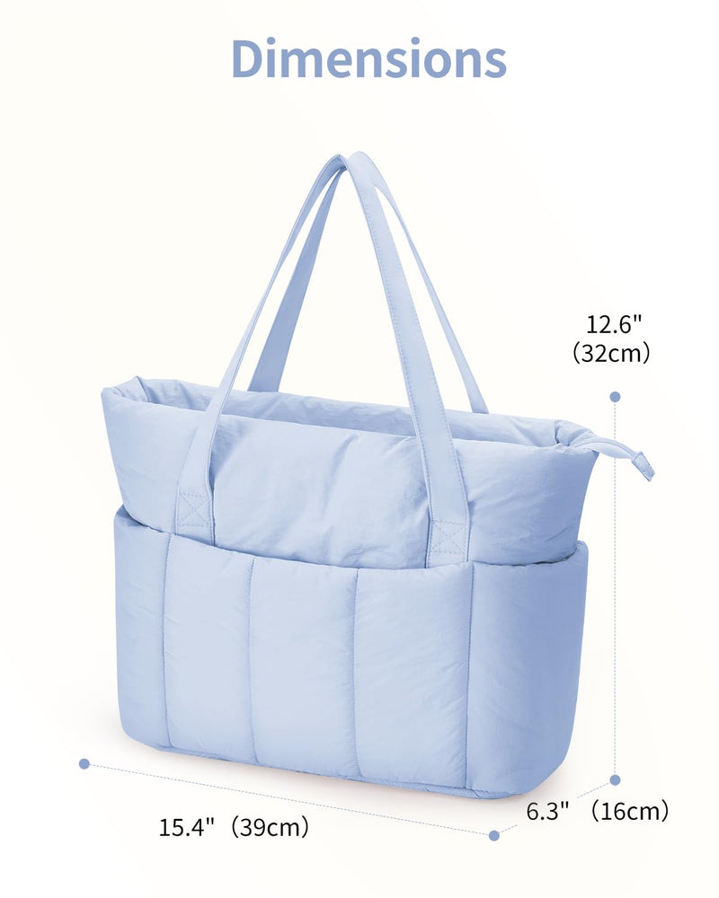 Narwey Puffer Travel Tote Bag with Puffy Makeup Bag
