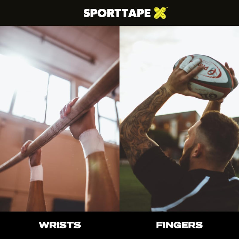 Box of 24 Rolls - SPORTTAPE Elastic Adhesive Bandage - 2.5cm x 4.5m - Tearable EAB for Thumb, Hand & Finger Strapping, Golf & Weightlifting Tape | First Aid & Medical Tape 2.5x450 cm (Pack of 24)