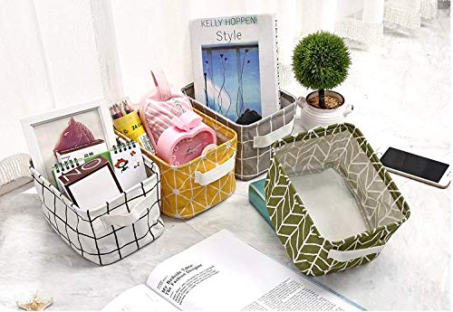 [Australia] - Mini Storage Basket（Pack of 5）- Blend Storage Bins for Makeup, Book, Baby Toy,8x6x5.5 inch Home Decor Canvas Organizers Bag 8x6.3x5.1 inch 