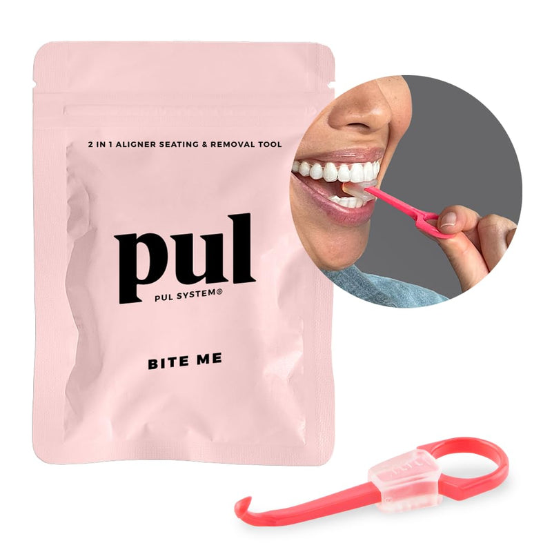 [Australia] - PUL Chewies & Clear Aligner Removal 2 in 1 Combo Tool - Compatible With Invisalign Removable Braces & Trays, Aligners, Retainers, Dentures - Hygienic Oral Care - Compact & Durable - 1 Pack, Pink 