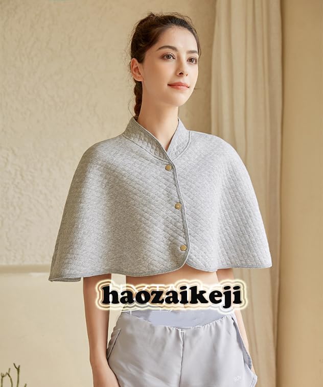 haozaikeji Women Thermal Shoulder Wraps Shoulder Support Warmer Heat Shawl Elderly Pregnant Warm Cape Pain Relief Arthritis Gray