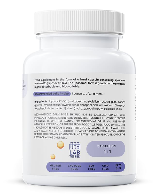 Osavi Liposomal Vitamin D3 4000 IU – 60 Vegan Capsules | Liposovit®-D3 Capsules | High Absorption & Gentle on Stomach | Supports Immune System, Bones, Teeth & Muscle Function