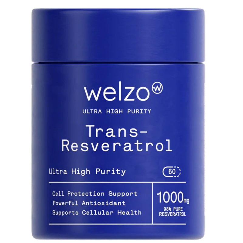 Welzo Trans-Resveratrol 1000mg Per Serving – 60 Vegetarian Capsules | High-Strength Antioxidant for Anti-Ageing, Cellular Purity & Longevity | 98% Standardised Japanese Knotweed | Third-Party Tested