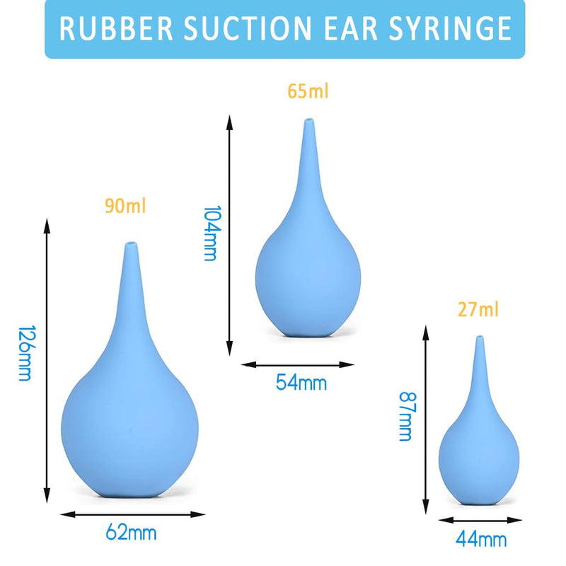 [Australia] - 3 Pack Hand Bulb Ear Syringes, Soft Reusable Rubber Suction Ear Bulb Syringe Ball, Baby Ear Cleaning Bulb, Ear Washing Squeeze Bulb for Kids, Adults, Pet (3 Sizes) 