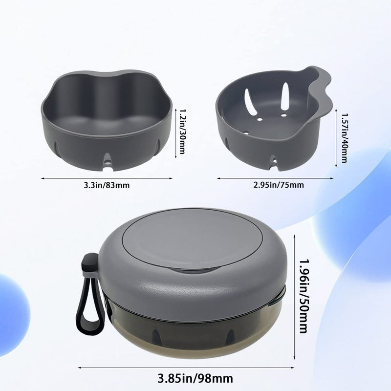 [Australia] - Denture Case, Portable Denture Bath Case, No-Leak Denture Bath Box with Strainer & Mirror (Grey) Grey 