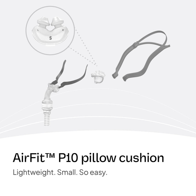 [Australia] - ResMed P10 Nasal Pillow Cushion - Replacement Silicone CPAP Mask Cushion - Frame System & Headgear Not Included - Premium CPAP Accessory - Small 