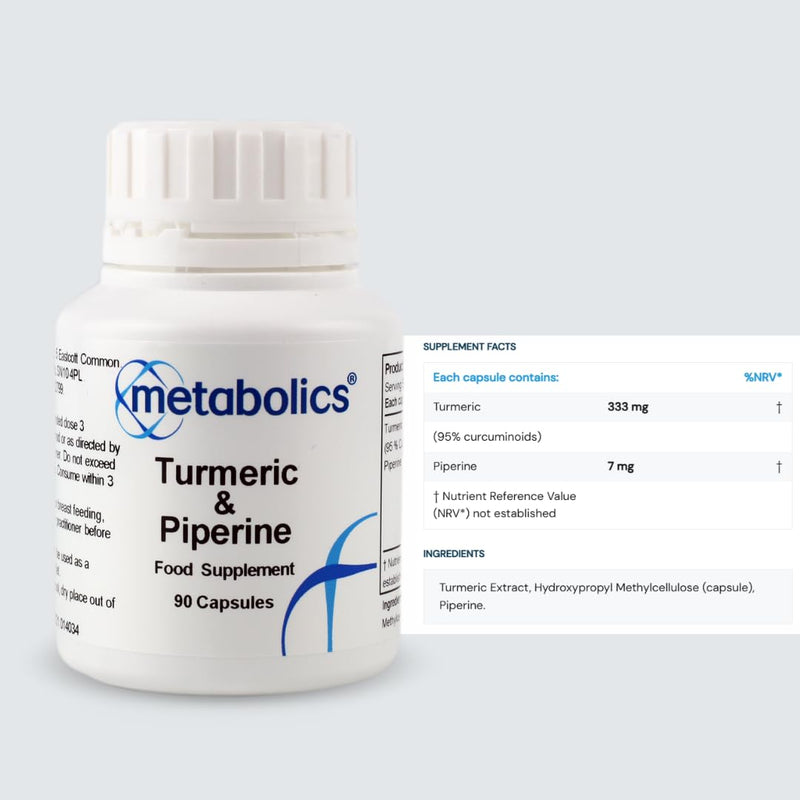 Turmeric with Piperine- Pot of 90 Capsules- Highly Bio Available Source of Curcumin, Supported with Piperine (Black Pepper) to Improve Absorption