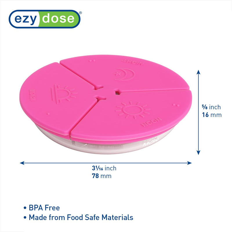 Ezy Dose Weekly (7-Day) AM/PM Pill Organizer, Medicine Planner, Pink | Daily Vitamin Box & Supplement Planner, 3 Times a Day, Round Removable Compartments, Easy to Use, Travel-Friendly, BPA-Free