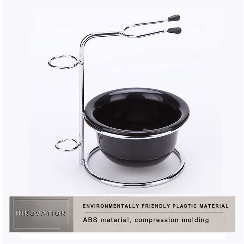 [Australia] - Ftory Shaving Brush Stand, Men's Shaving Set, Stainless Steel Shaving Brush Stand Razor Holder and Black Shaving Bowl for Manual Razors, Shaving Brush, Shaving Bowl 