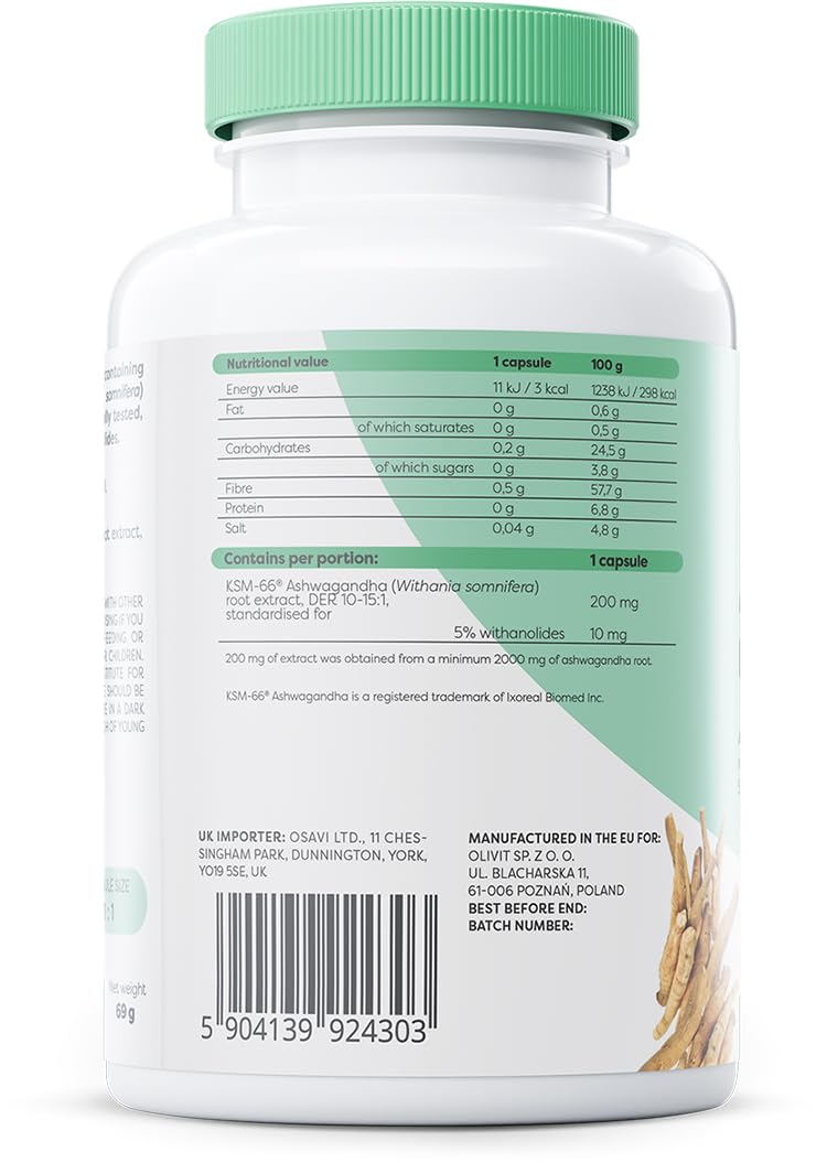 Osavi Ashwagandha KSM–66® 200 mg – 180 Vegan Capsules | Clinically Tested Stress Support | High–Potency Root Extract for Resilience | Mental Balance & Overall Wellbeing | Vegan & Clean Label 180 count (Pack of 1)