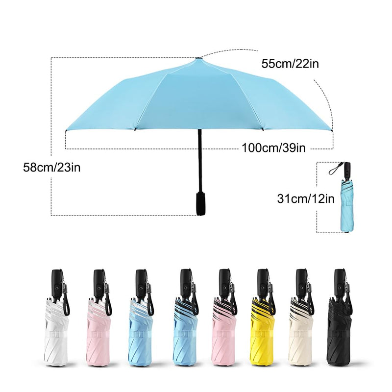 WOOLALA UV Sun & Rain Umbrella with Built-in Cooling Fan UPF 50+ | Portable Foldable Design, USB Rechargeable for Sports Games, Theme Parks on Hot Days Black
