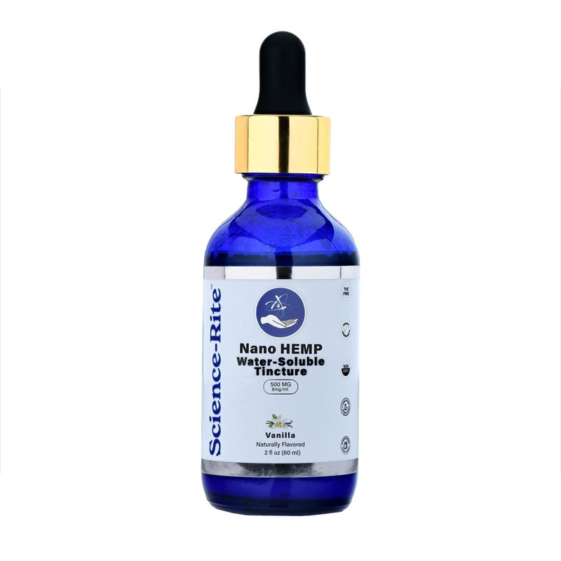 Nano Water-Soluble Hemp - Ultra-Fast-Acting Drops for Maximum Results - Scientific-Grade, 3X Faster, 9X Absorption, Cold Extracted - Vanilla Flavor. (500mg) Vanilla - 500 2 Fl Oz (Pack of 1)