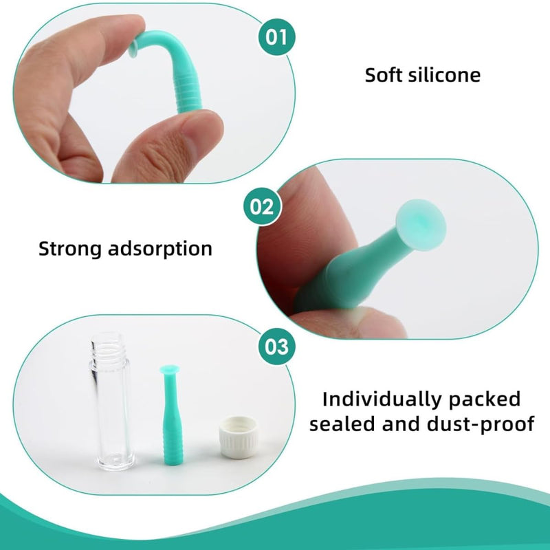 [Australia] - Bessy shop Contact Lens Sucker, Pack of 6 Suckers for Hard Lenses, Soft Contact Lens Green Inserter Remover, Simple Silicone Contact Lens Suction Cup with Bottle, Green 